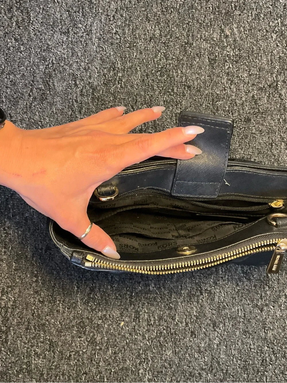 Michael Kors Black Leather Top-Handle Satchel with Gold Hardware